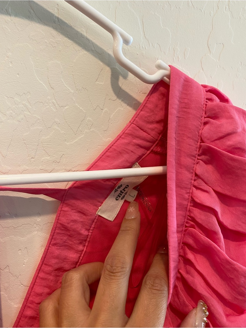 Entro Pink Ruffle V-Neck Blouse - Picture 3 of 5